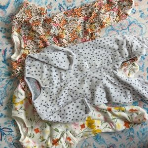 Lot of 3 Magnetic Me 0-3M Velour footie sleeper onesies